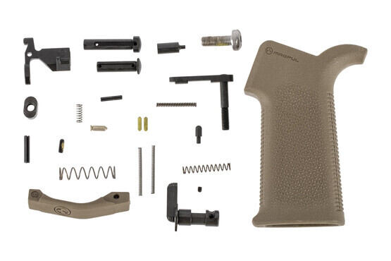 Aero Precision AR-15 MOE lower parts kit without trigger group featuers a Magpul MOE SL pistol grip and trigger guard in FDE.